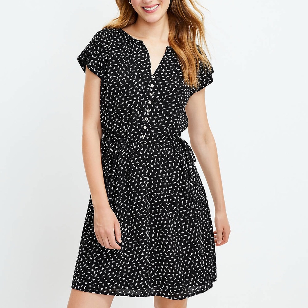 Loft Floral Side Tie Dolman Dress